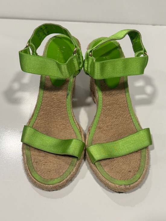 Lauren Ralph Lauren Shoes - Lauren Ralph Lauren Indigo Lime Green Elastic Wedge Espadrille Sandals Size 8B